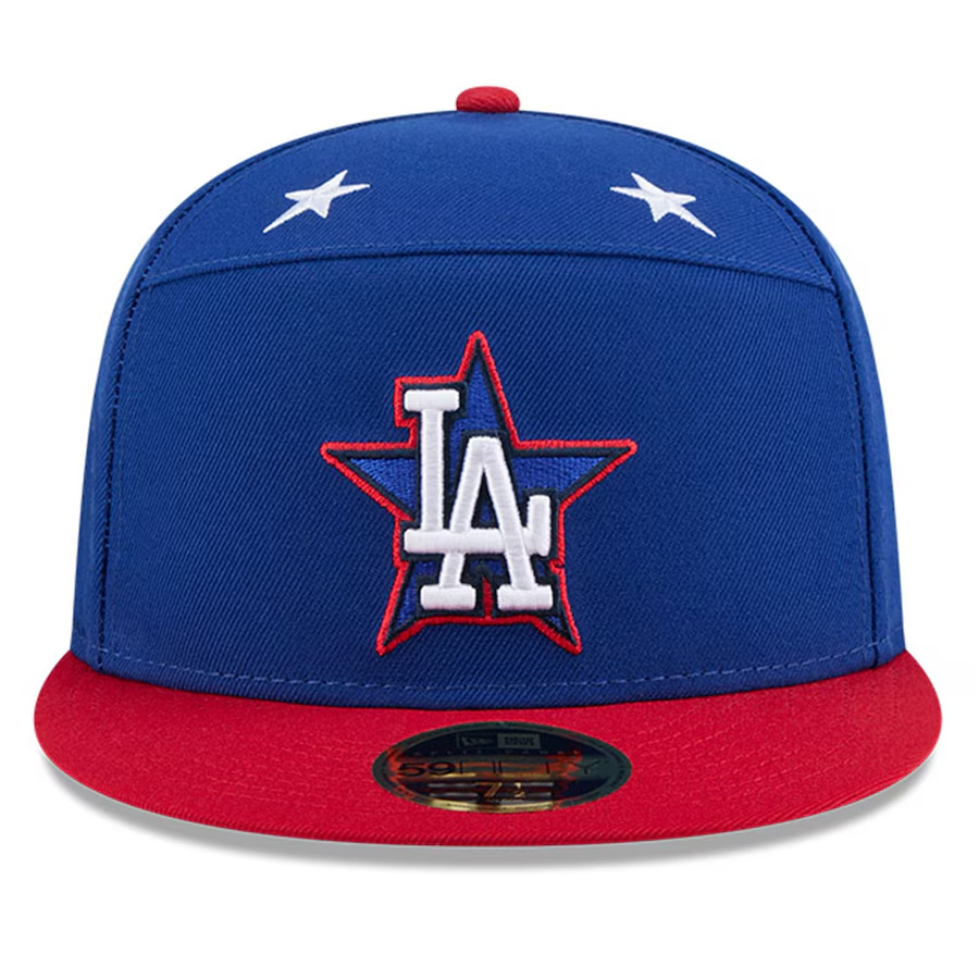 LOS ANGELES DODGERS 2025 MLB ALL-STAR GAME WORKOUT SPLIT PANEL 59FIFTY FITTED HAT - BLUE/RED