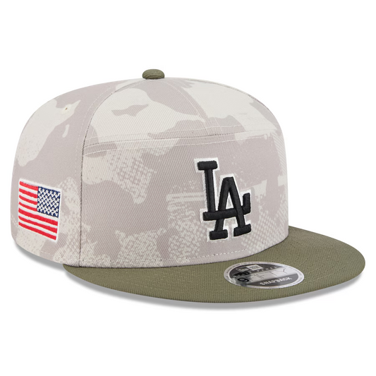 LOS ANGELES DODGERS 2025 MLB ARMED FORCES 9FIFTY SNAPBACK HAT - STONE/OLIVE