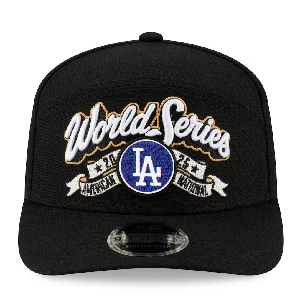 LOS ANGELES DODGERS 2025 NLCS CHAMPIONS LOCKER ROOM 9SEVENTY STRETCH-SNAPBACK HAT - BLACK