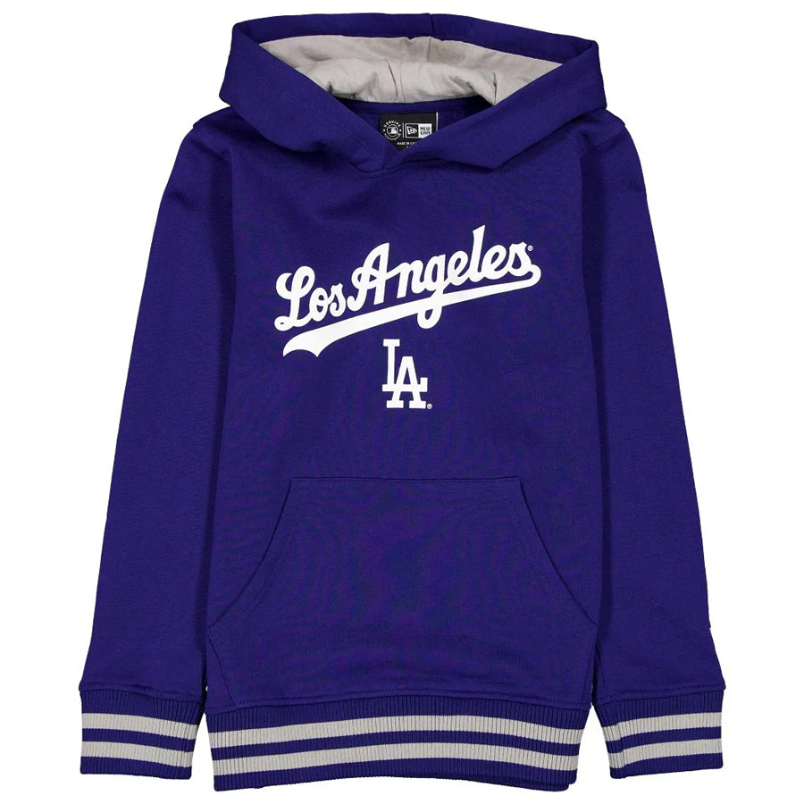 LOS ANGELES DODGERS BOYS STRIPE CUFF PULLOVER HOODED SWEATSHIRT - BLUE