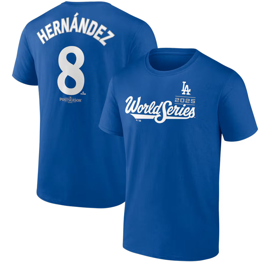 LOS ANGELES DODGERS ENRIQUE 'KIKE' HERNANDEZ MEN'S 2025 WORLD SERIES NAME & NUMBER T-SHIRT - BLUE