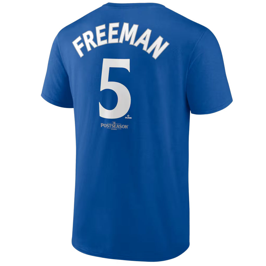 LOS ANGELES DODGERS FREDDIE FREEMAN MEN'S 2025 WORLD SERIES NAME & NUMBER T-SHIRT - BLUE