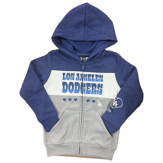 LOS ANGELES DODGERS GIRLS 2-TONE HEART FULL-ZIP HOODED SWEATSHIRT