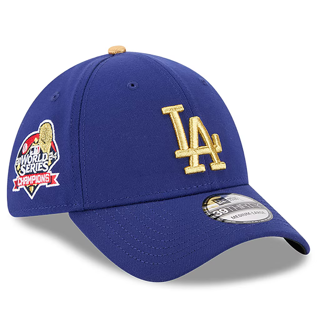 LOS ANGELES DODGERS 2025 MLB GOLD COLLECTION 39THIRTY FLEX FIT HAT - BLUE