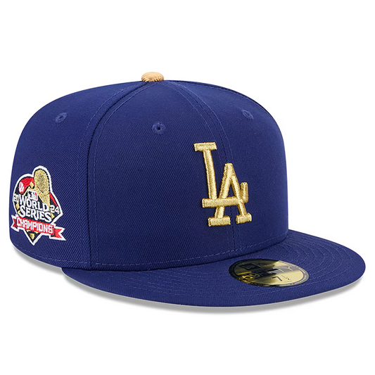 LOS ANGELES DODGERS 2025 MLB GOLD COLLECTION 59FIFTY FITTED HAT - BLUE