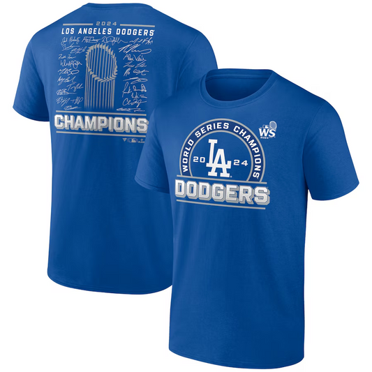 LOS ANGELES DODGERS MEN'S 2024 WORLD SERIES CHAMPIONS SIGNATURE ROSTER T-SHIRT