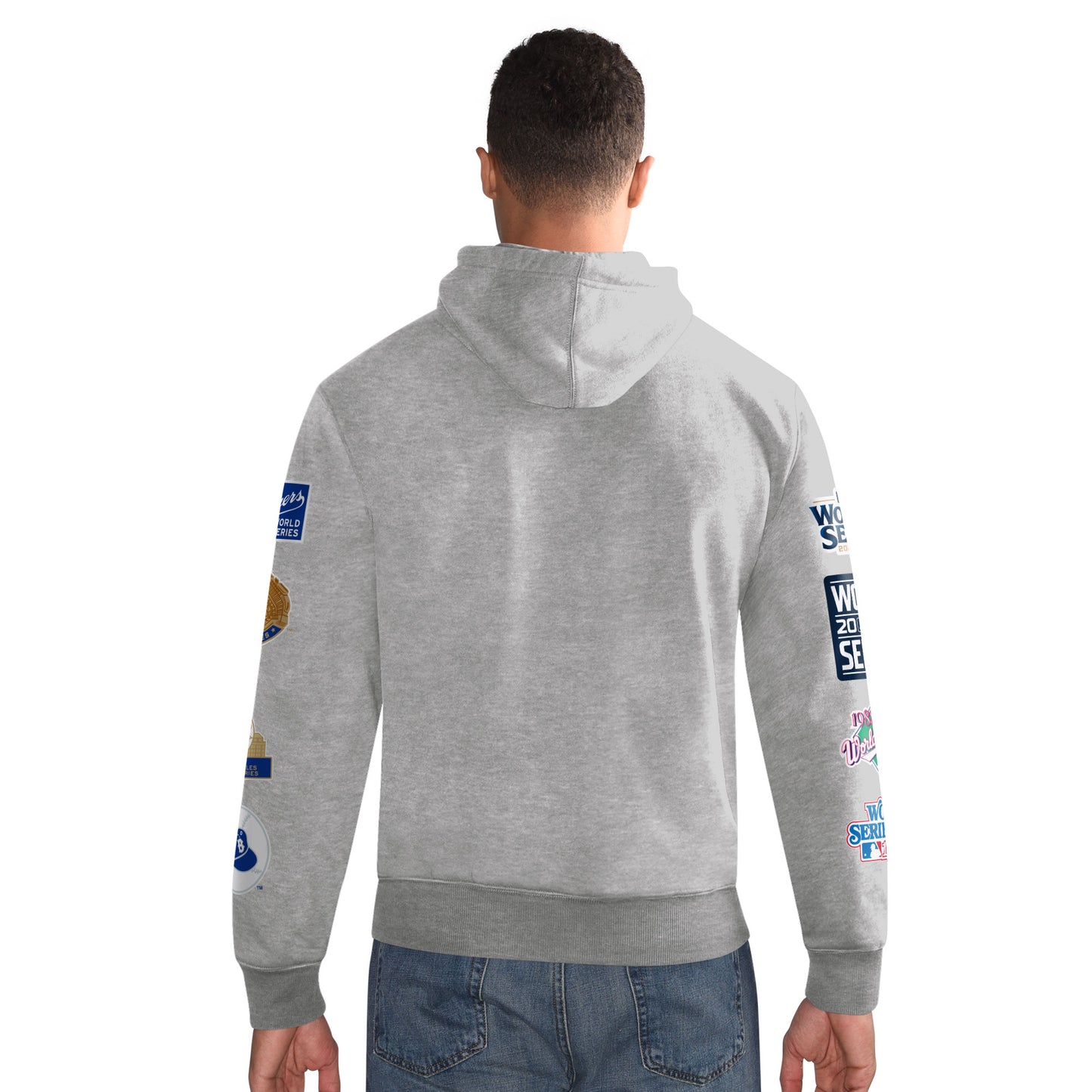 LOS ANGELES DODGERS MEN'S 2025 WORLD SERIES CHAMPIONS COMMEMORATIVE PULLOVER HOODED SWEATSHIRT - GRAY