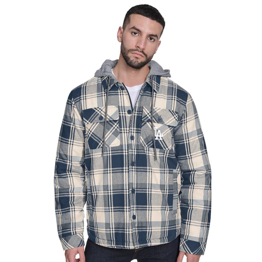 LOS ANGELES DODGERS MEN'S FULLBACK PLAID HOODED JACKET