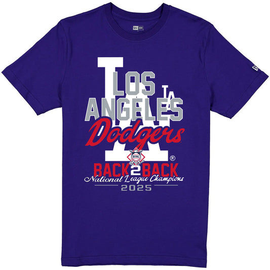 LOS ANGELES DODGERS MEN'S NEW ERA 2025 WORLD SERIES BACK 2 BACK T-SHIRT - BLUE