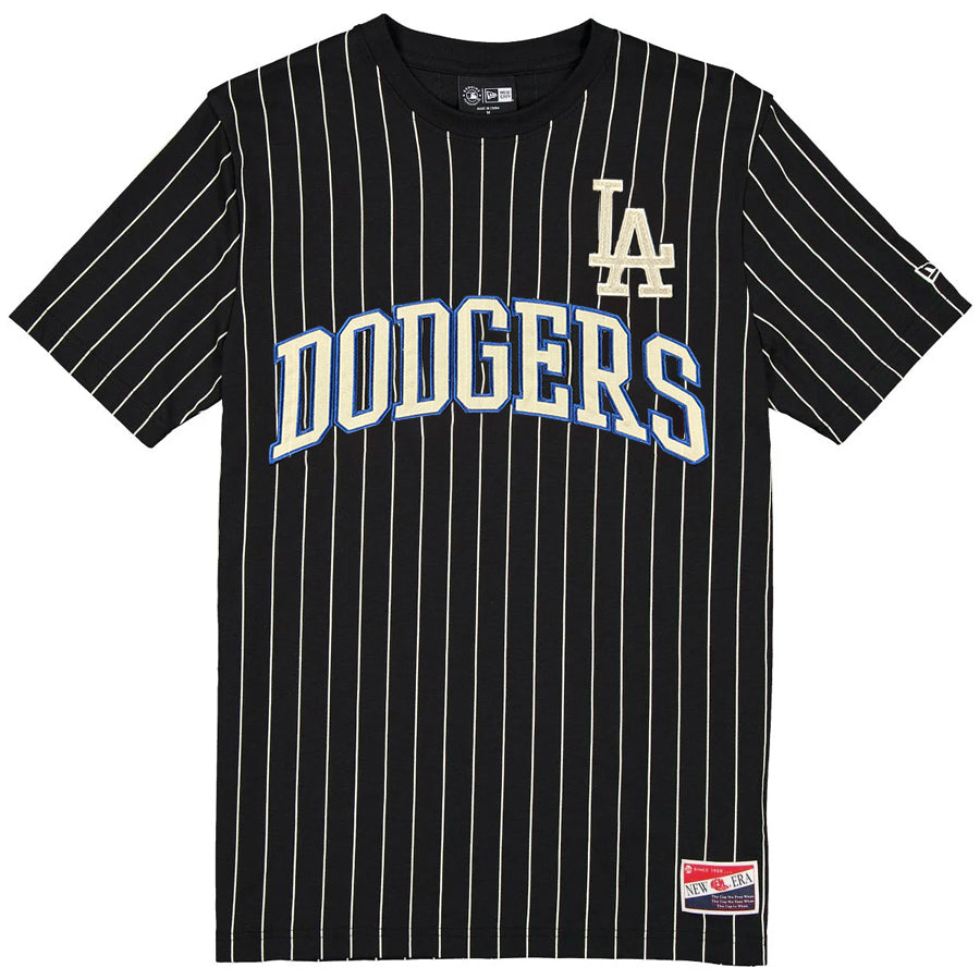 LOS ANGELES DODGERS MEN'S THROWBACK PINSTRIPE T-SHIRT - BLACK