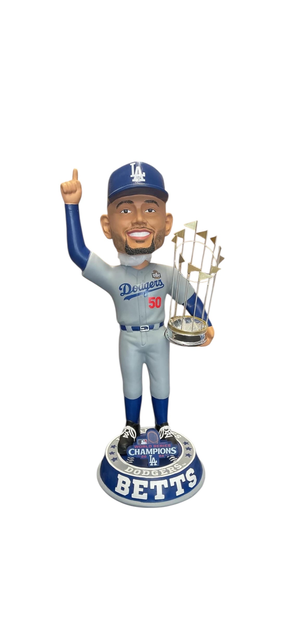 LOS ANGELES DODGERS MOOKIE BETTS 2024 WORLD SERIES CHAMPIONS 3 FT PLAYER BOBBLEHEAD - 1 OF 50