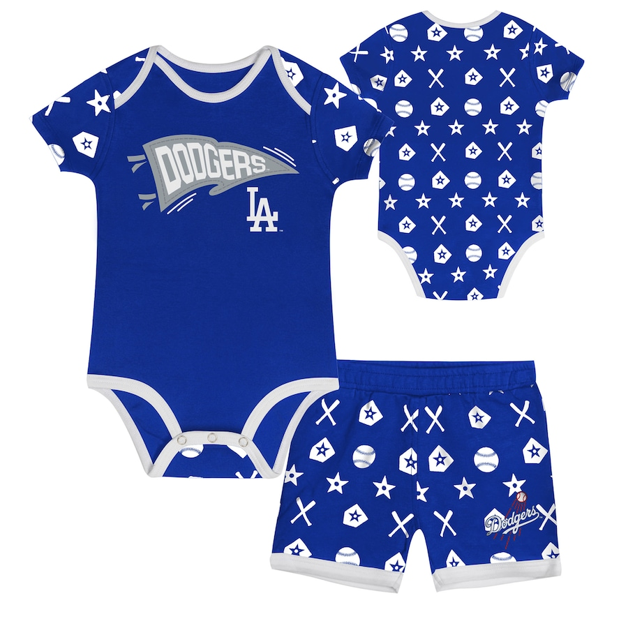 LOS ANGELES DODGERS NEWBORN ON DECK 2-PIECE BODYSUIT & DIAPER COVER SET - BLUE