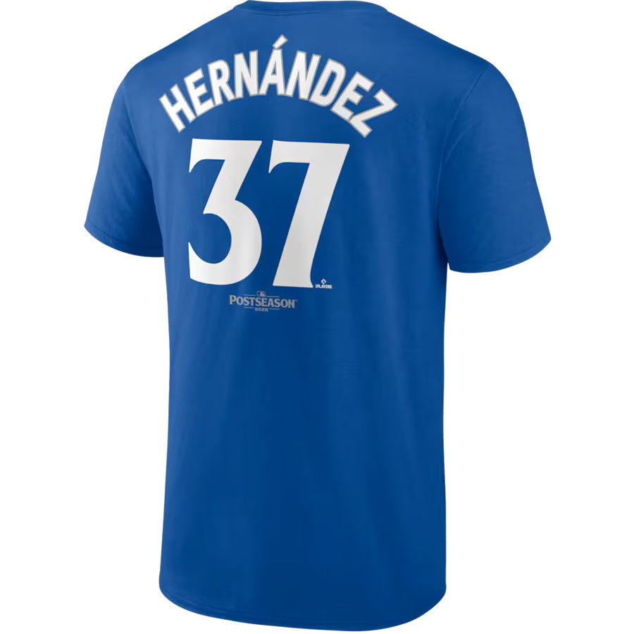 LOS ANGELES DODGERS TEOSCAR HERNANDEZ MEN'S 2025 WORLD SERIES NAME & NUMBER T-SHIRT - BLUE