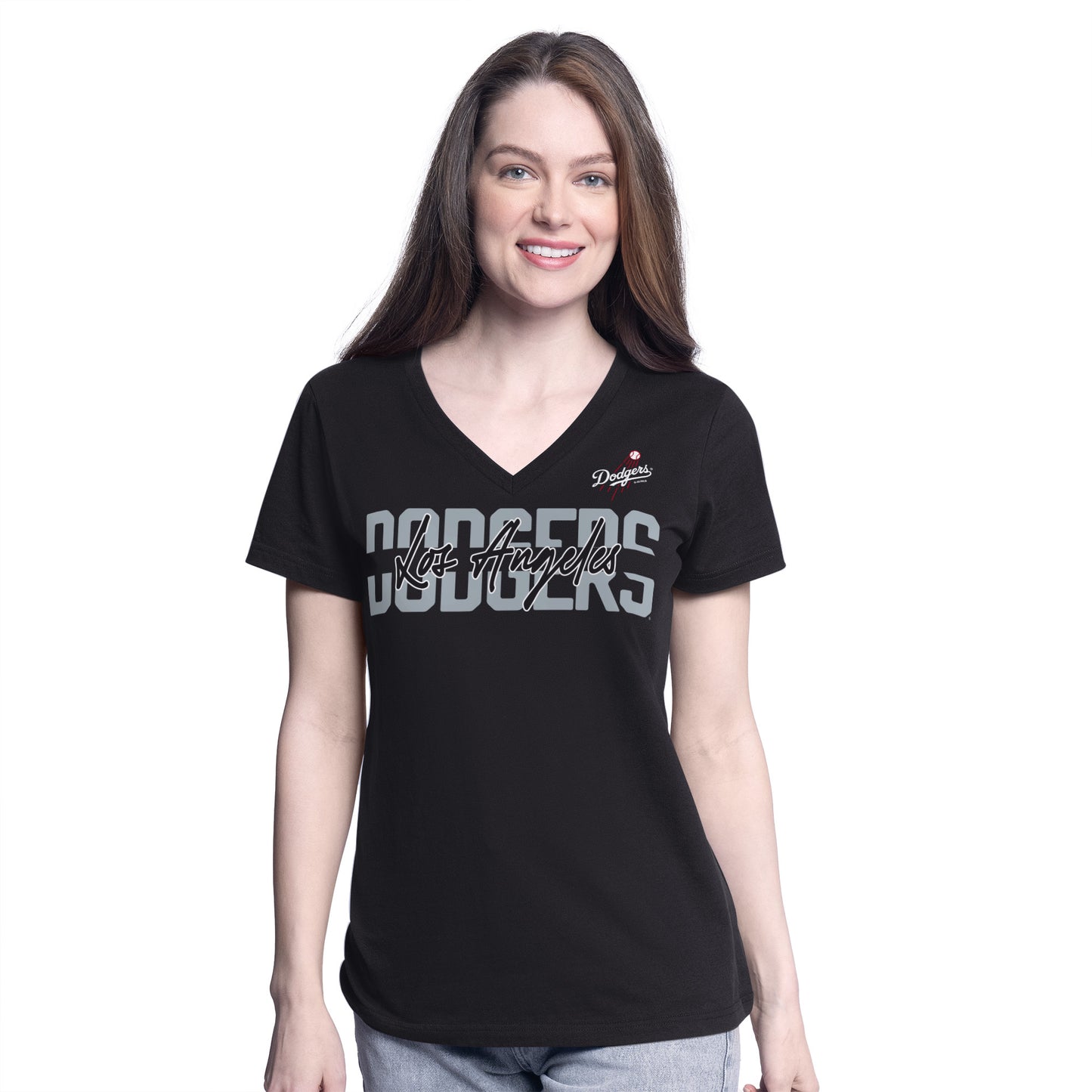LOS ANGELES DODGERS WOMEN'S BATTER UP T-SHIRT - BLACK
