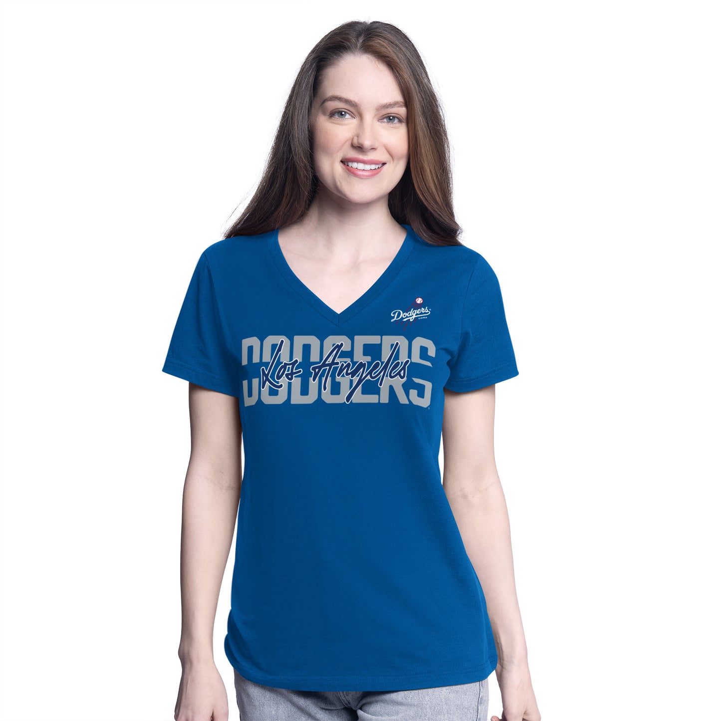 LOS ANGELES DODGERS WOMEN'S BATTER UP T-SHIRT - BLUE