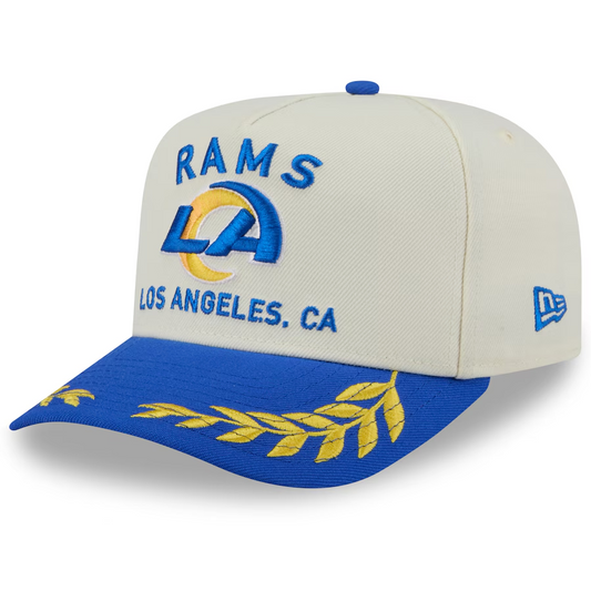 LOS ANGELES RAMS 2025 NFL DRAFT 9FIFTY A-FRAME SNAPBACK HAT - CHROME WHITE/BLUE