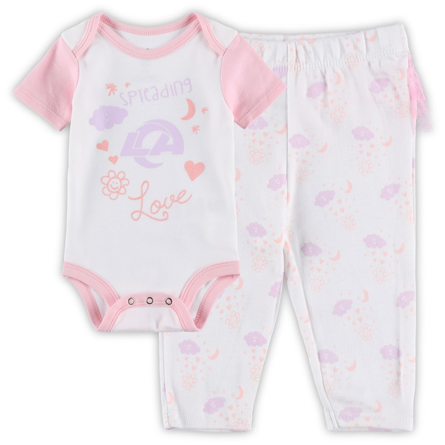 LOS ANGELES RAMS NEWBORN SPREADING LOVE BODYSUIT AND TUTU LEGGINGS