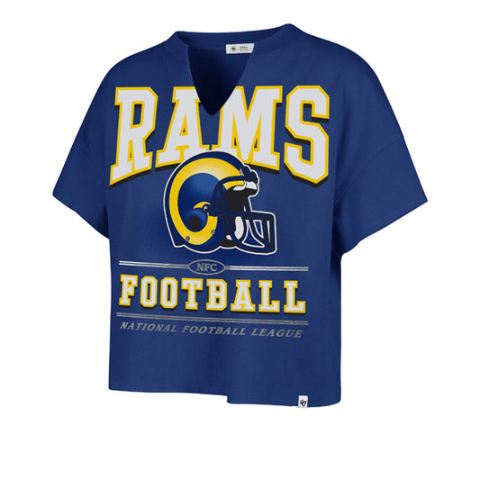 LOS ANGELES RAMS WOMEN'S '47 BRAND ELATION OVERSIZED NOTCH T-SHIRT - ROYAL BLUE