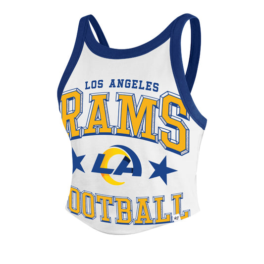 LOS ANGELES RAMS WOMEN'S '47 BRAND ENERGIZE SPORTY CROPPED RACERBACK TANK TOP