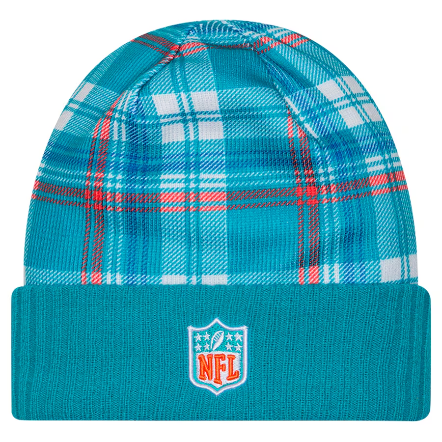 MIAMI DOLPHINS 2024 NFL SIDELINE STATEMENT CUFFED KNIT BEANIE - AQUA