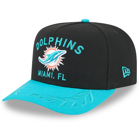 MIAMI DOLPHINS 2025 NFL DRAFT 9FIFTY A-FRAME SNAPBACK HAT - BLACK/AQUA
