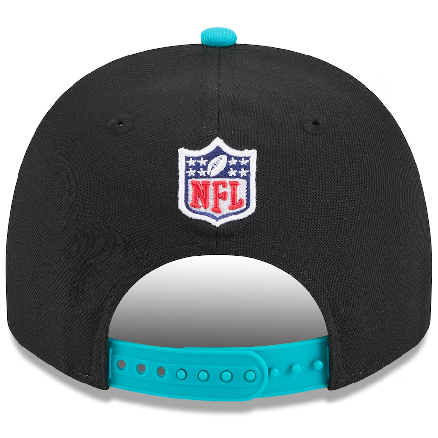 MIAMI DOLPHINS 2025 NFL DRAFT 9FIFTY A-FRAME SNAPBACK HAT - BLACK/AQUA