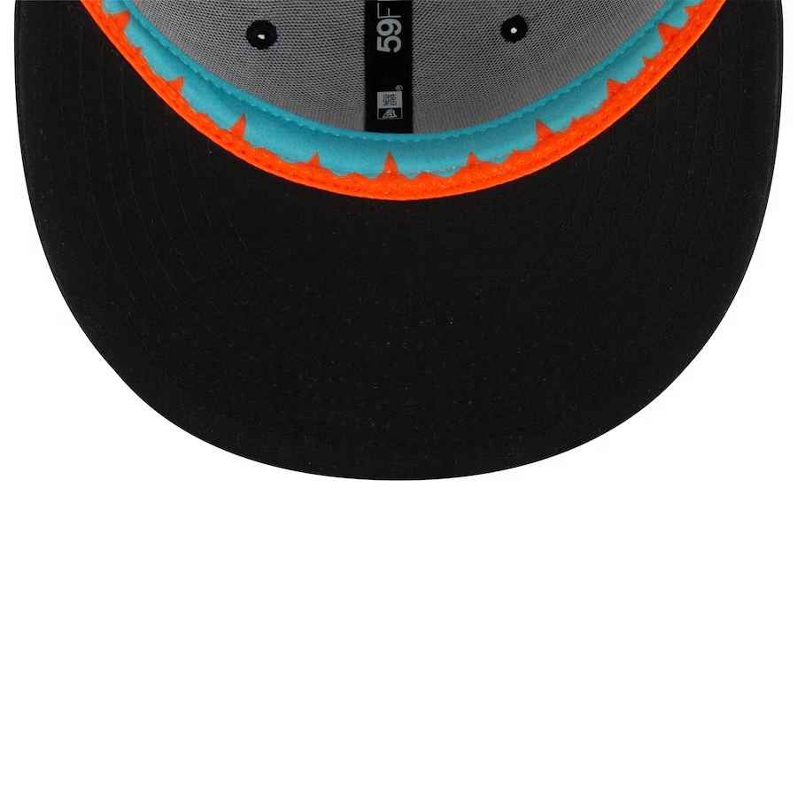 MIAMI DOLPHINS 2025 NFL RIVALRY SIDELINE COLLECTION 59FIFTY FITTED HAT - PITCH BLUE