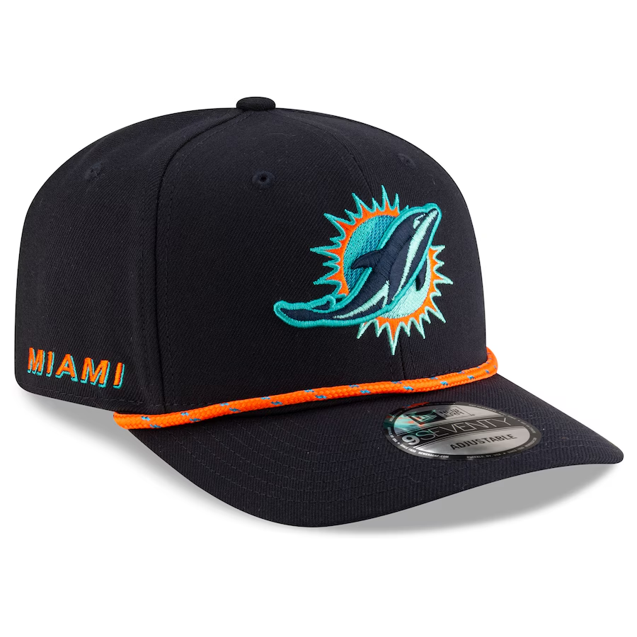 MIAMI DOLPHINS 2025 NFL RIVALRY SIDELINE COLLECTION 9SEVENTY ADJUSTABLE HAT - PITCH BLUE