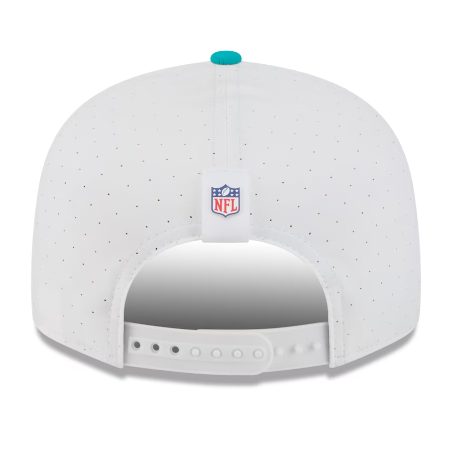 MIAMI DOLPHINS 2025 NFL TRAINING CAMP 9FIFTY SPLIT PANEL SNAPBACK HAT - WHITE