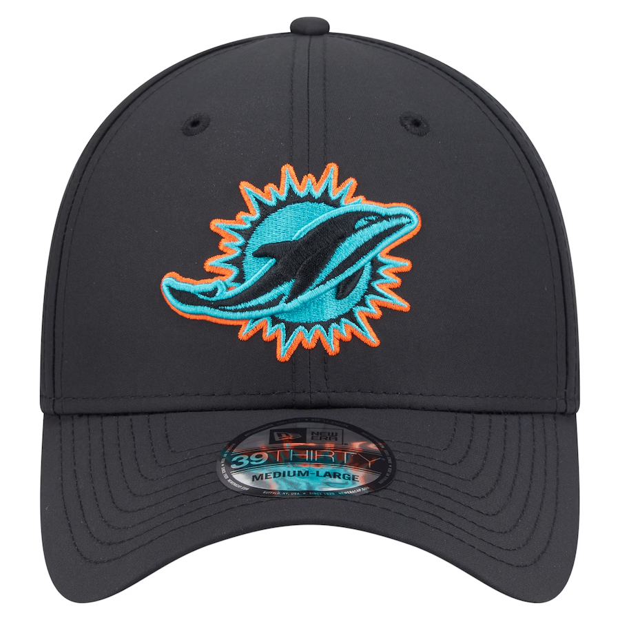 MIAMI DOLPHINS BLACK NIGHT 39THIRTY FLEX FIT HAT - BLACK