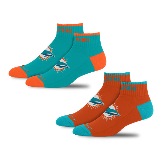 MIAMI DOLPHINS MEN'S FRONT AND CENTER 2-PACK SOCKS