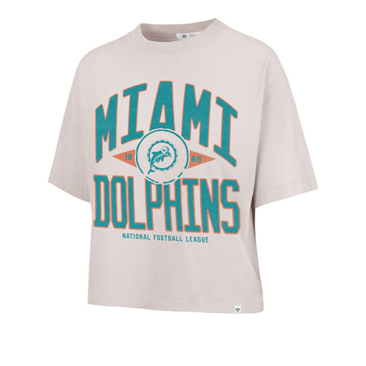 MIAMI DOLPHINS WOMEN'S '47 BRAND WINDTHROW RAVINE CROPPED T-SHIRT - MOJAVE