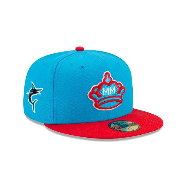 New Era Men's Miami Marlins White on 59FIFTY Fitted Hat