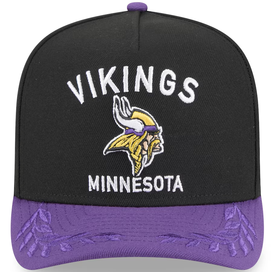 MINNESOTA VIKINGS 2025 NFL DRAFT 9FIFTY A-FRAME SNAPBACK HAT - BLACK/PURPLE