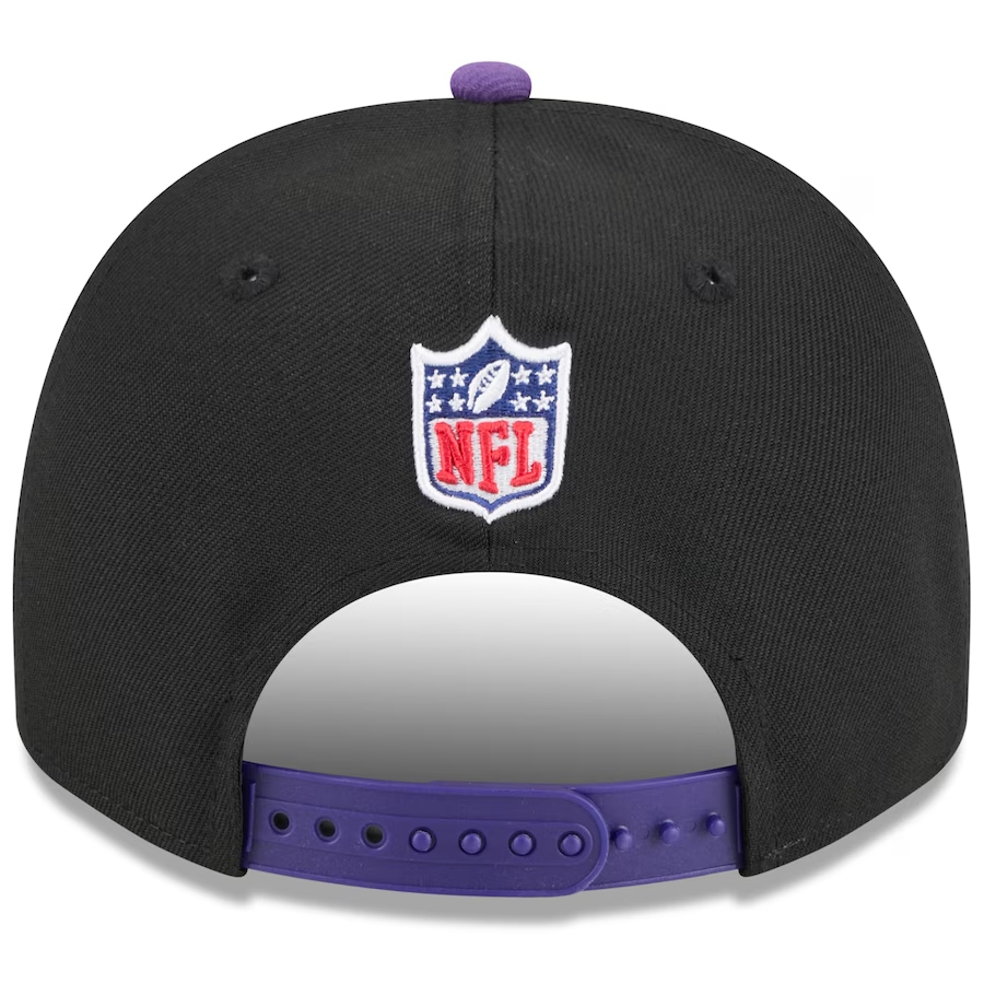 MINNESOTA VIKINGS 2025 NFL DRAFT 9FIFTY A-FRAME SNAPBACK HAT - BLACK/PURPLE