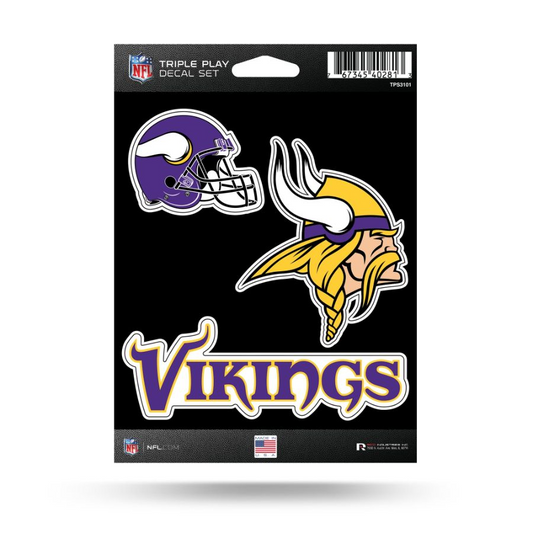 MINNESOTA VIKINGS TRIPLE PLAY DECAL SET