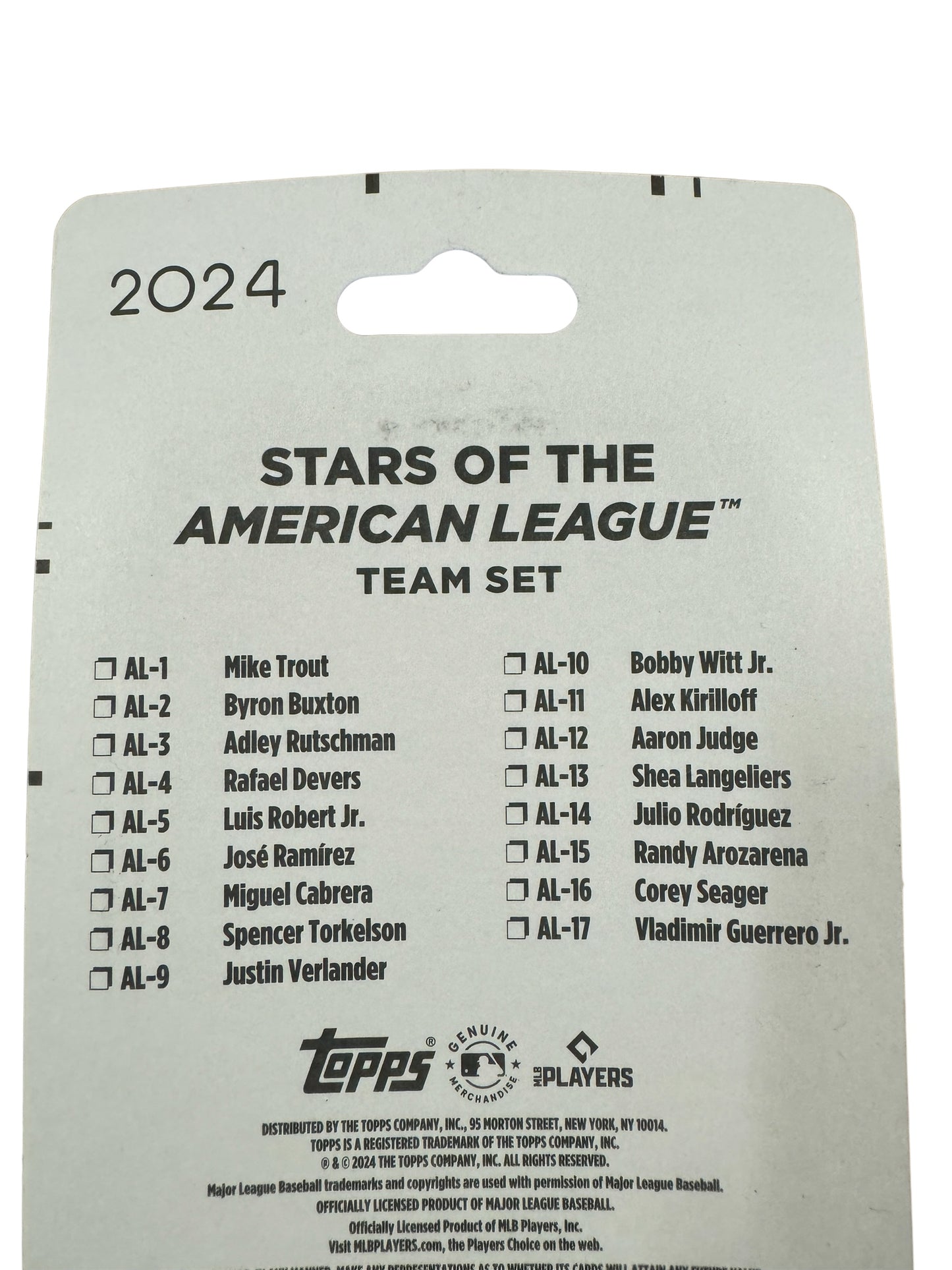 MLB AMERICAN LEAGUE 2024 TOPPS TEAM SET
