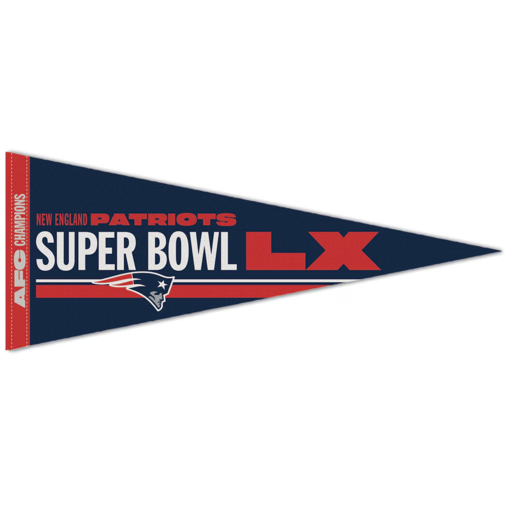 NEW ENGLAND PATRIOTS 2025 AFC CONFERENCE CHAMPIONS 12" X 30" PREMIUM PENNANT