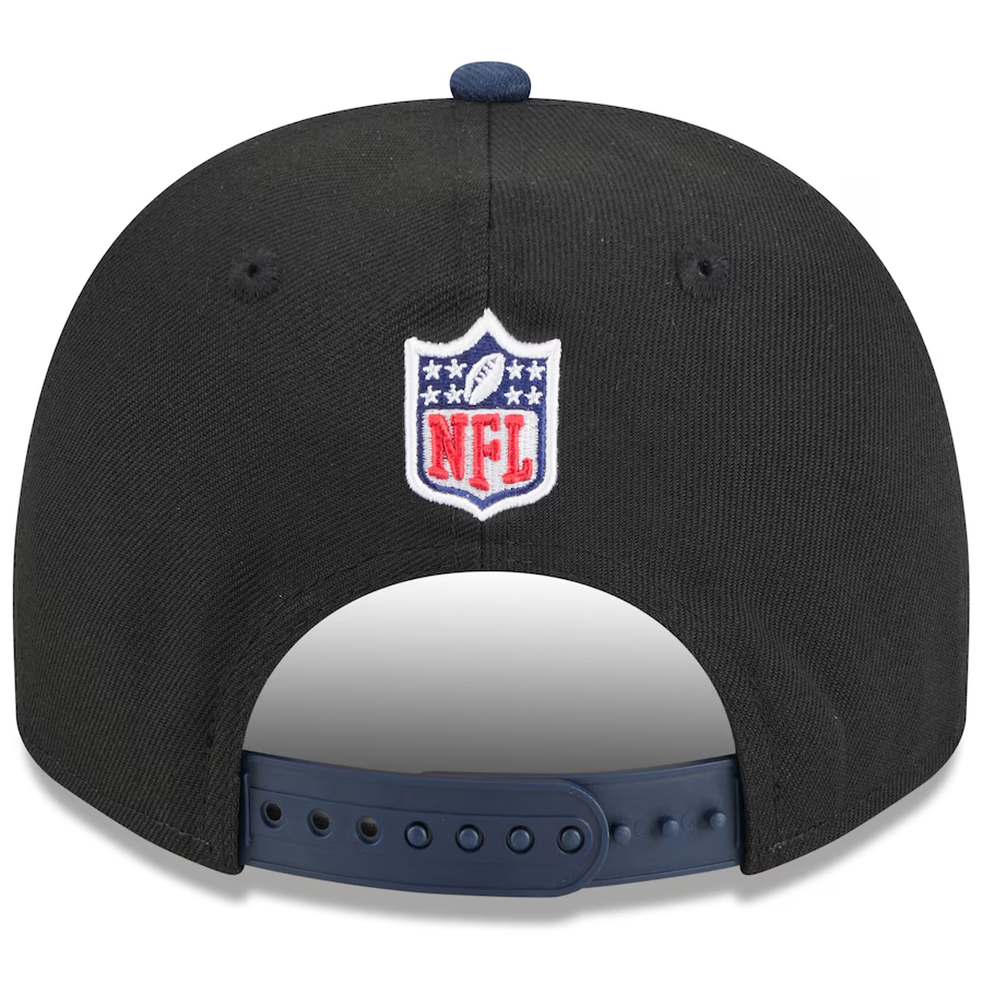 NEW ENGLAND PATRIOTS 2025 NFL DRAFT 9FIFTY A-FRAME SNAPBACK HAT - BLACK/NAVY