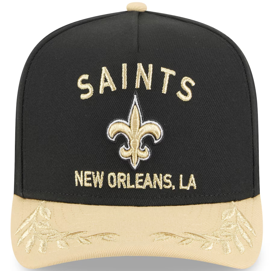 NEW ORLEANS SAINTS 2025 NFL DRAFT 9FIFTY A-FRAME SNAPBACK HAT - BLACK/GOLD