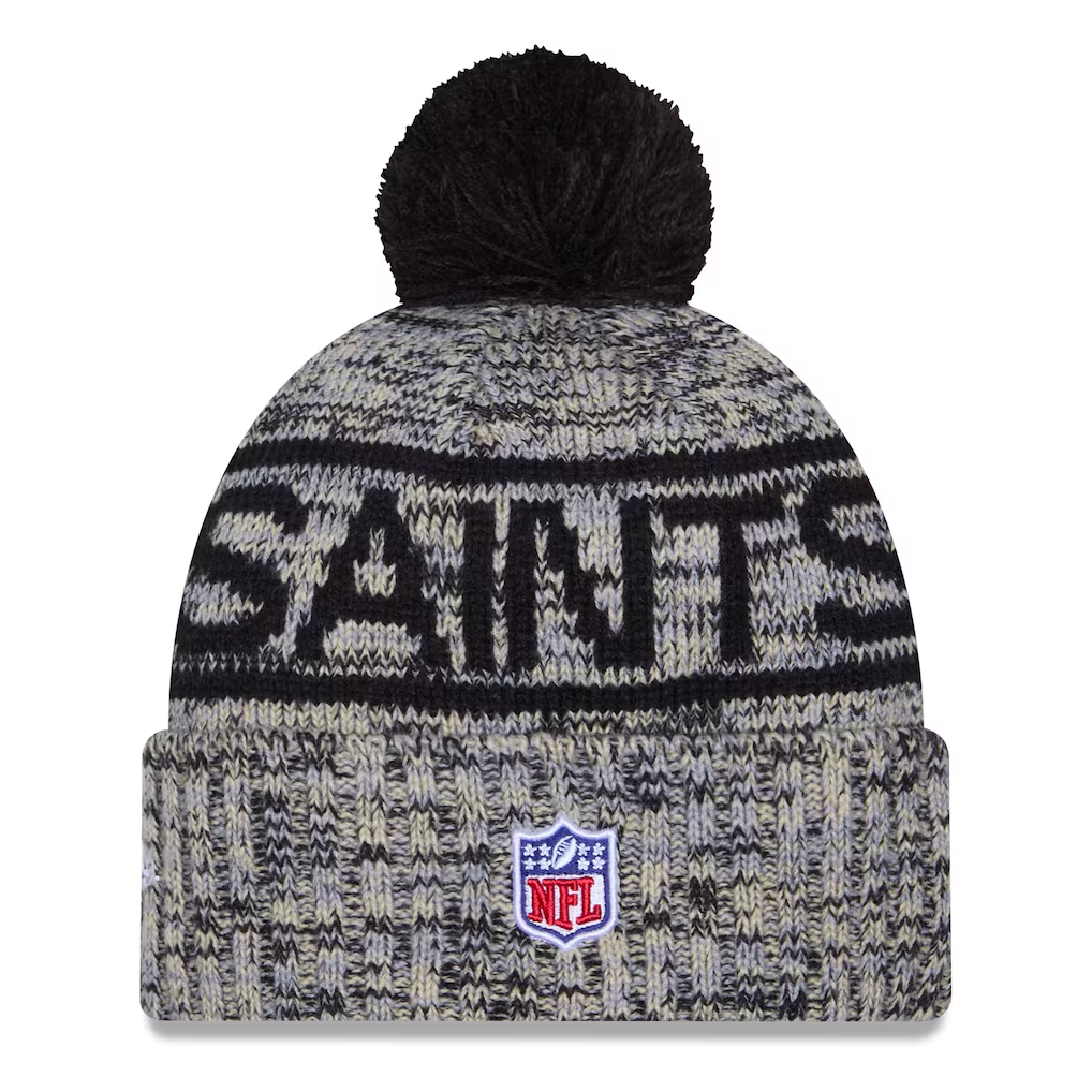 NEW ORLEANS SAINTS 2025 NFL SIDELINE COLD WEATHER CUFFED KNIT WITH POM - BLACK