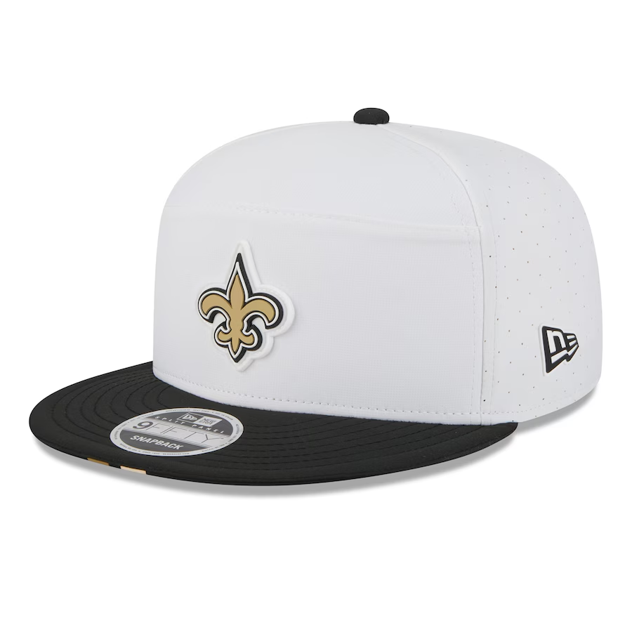 NEW ORLEANS SAINTS 2025 NFL TRAINING CAMP 9FIFTY SPLIT PANEL SNAPBACK HAT - WHITE