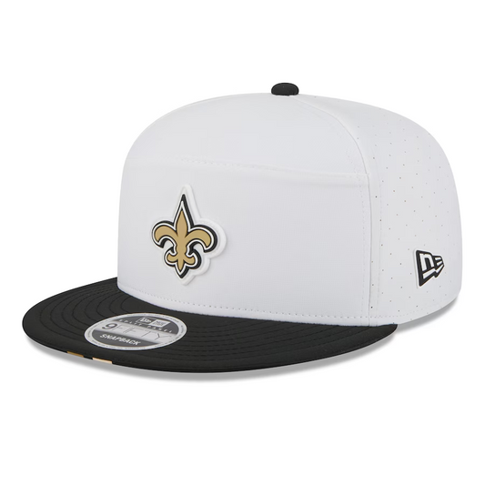 NEW ORLEANS SAINTS 2025 NFL TRAINING CAMP 9FIFTY SPLIT PANEL SNAPBACK HAT - WHITE