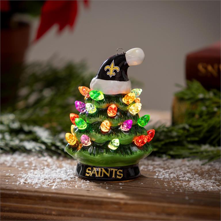 NEW ORLEANS SAINTS 4" MINI LED TABLETOP CHRISTMAS TREE