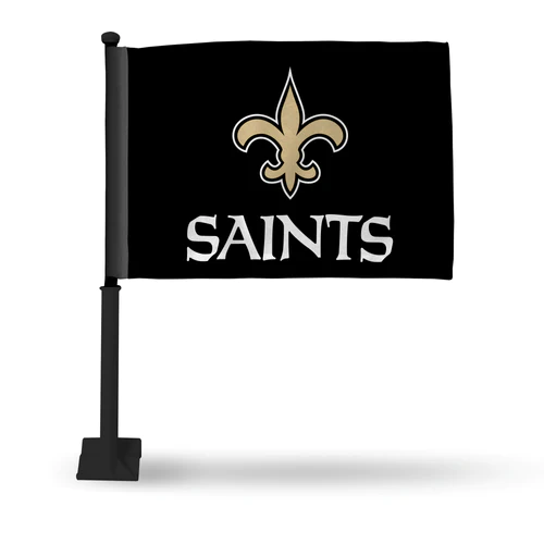 NEW ORLEANS SAINTS CAR FLAG - BLACK POLE