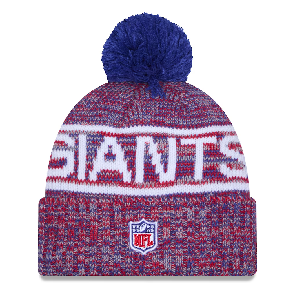 NEW YORK GIANTS 2025 NFL SIDELINE COLD WEATHER CUFFED KNIT WITH POM - RED