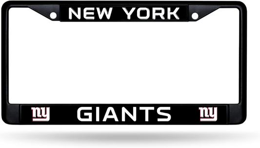 NEW YORK GIANTS BLACK CHROME METAL LICENSE PLATE FRAME