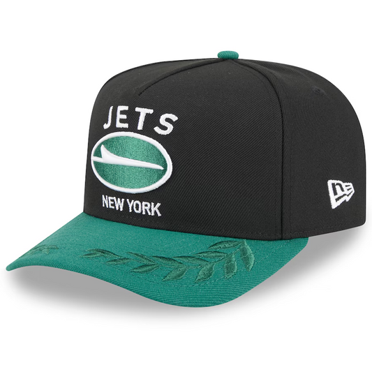 NEW YORK JETS 2025 NFL DRAFT 9FIFTY A-FRAME SNAPBACK HAT - BLACK/GREEN