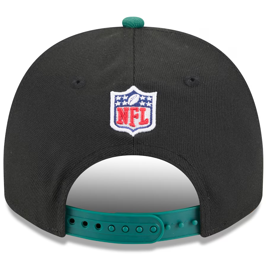 NEW YORK JETS 2025 NFL DRAFT 9FIFTY A-FRAME SNAPBACK HAT - BLACK/GREEN