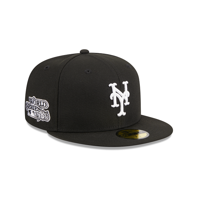 New York Mets Sidepatch 1986 World Series 59FIFTY Fitted Hat - Black/ White Blk/Wht / 7 1/4
